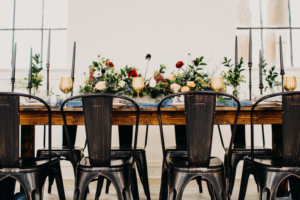 market bistro chairs and farmhouse table