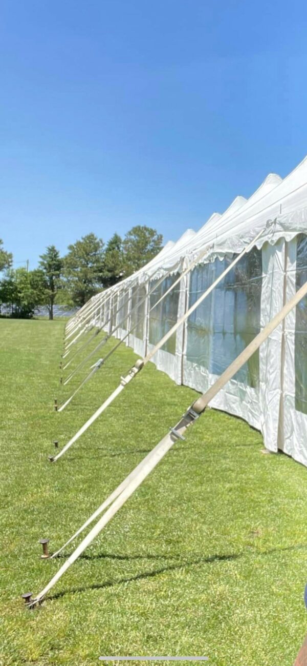 Stakes on a White Pole Tent