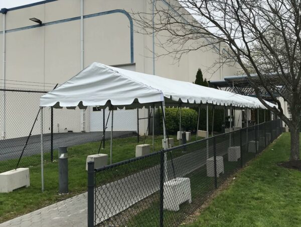 Marquee Tent Rental with Concrete Block