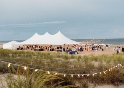 tent on the beach in Rehoboth Beach, Delaware set up for a wedding