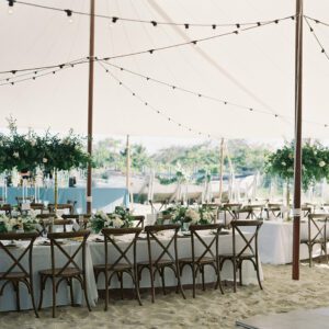wedding tent set up in sand on beach in rehoboth delaware