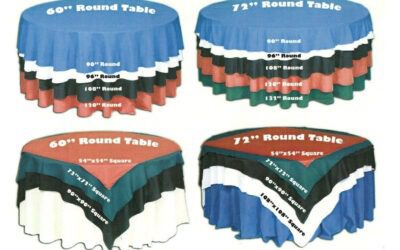 Linen Overlay Sizes for 5′ & 6′ Round Tables