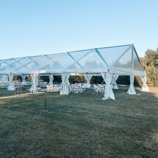 clear top event tent with gable ends for rent