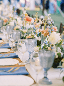 Blue Goblets at a Wedding at Isaac Smith Vineyard