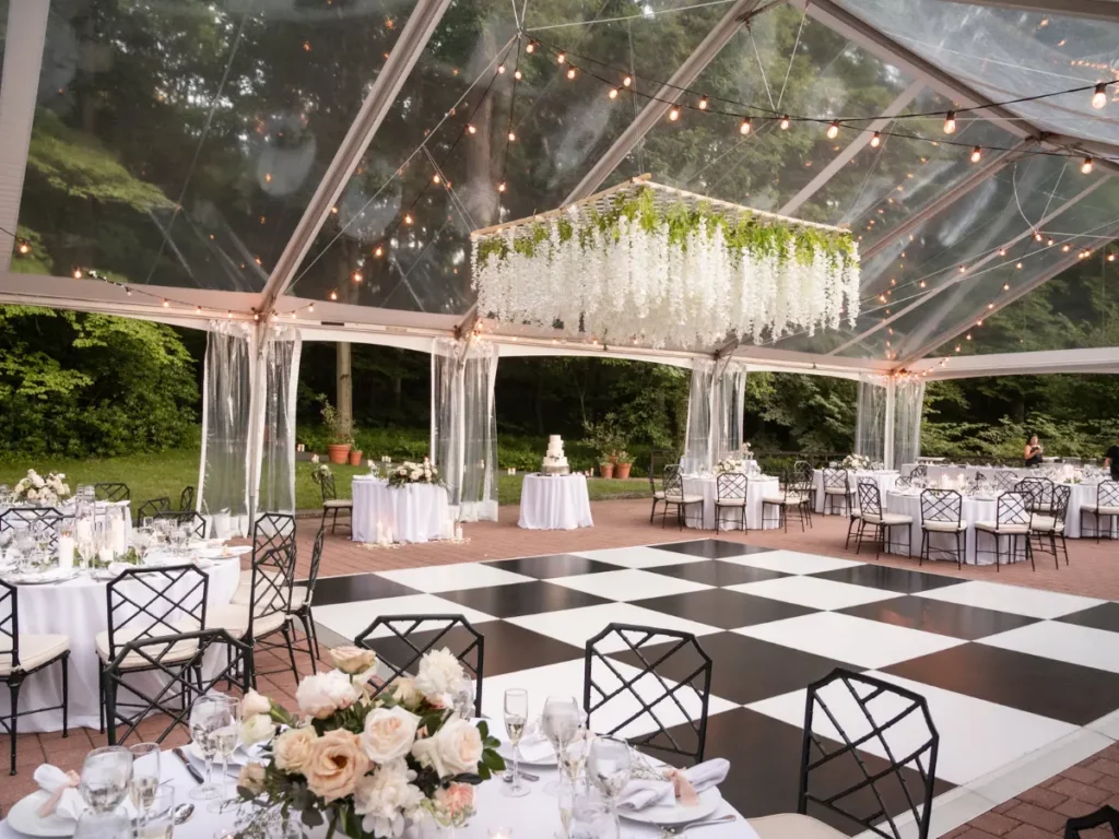 Black and White Dance Floor Rental at Winterthur for a Wedding