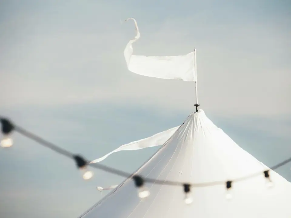 Sailcloth Tent with Tuscan LIghting Delaware Wedding