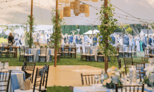 Isaac Smith Vineyard Sailcloth Tent Interior for a Wedding by Collective Event Group