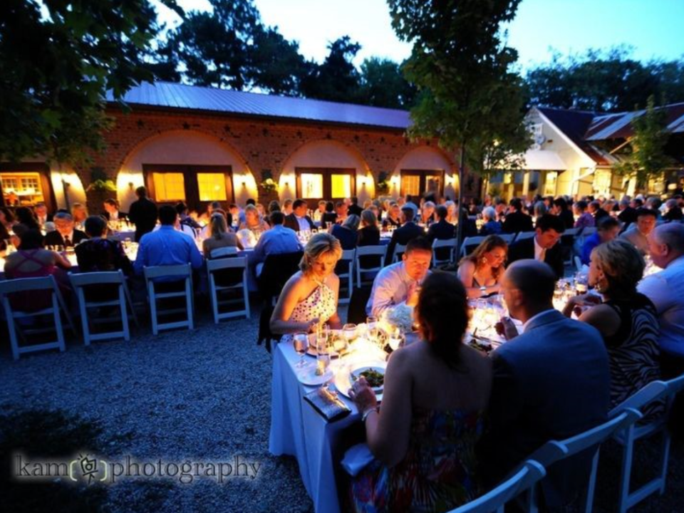 Open Air Dining Outside Claret Hall at Nassau Valley Vineyards