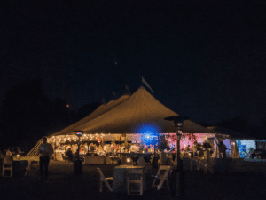 Sailcloth Tent at Night at Isaac Smith Vineyard