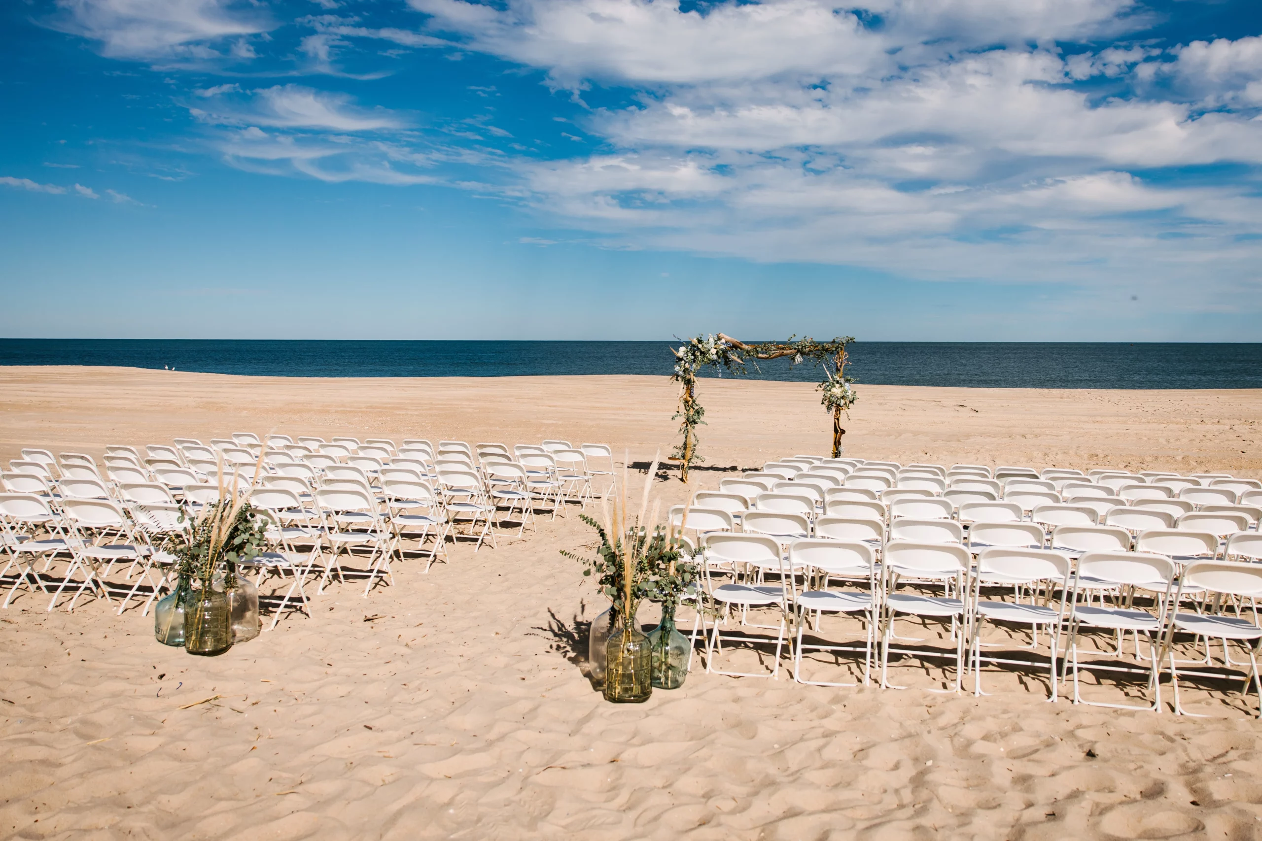 wedding ceremony chairs on beach