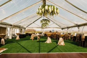 clear top tent wedding interior