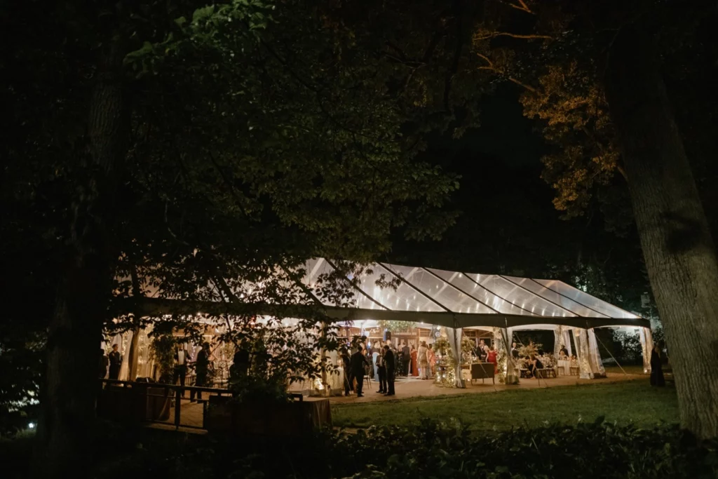 Winterthur Wedding Tent clear top at night