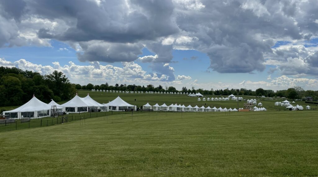 Tent set up for Winterthur Point to Point  steeple chase in Delaware by Collective Event Group
