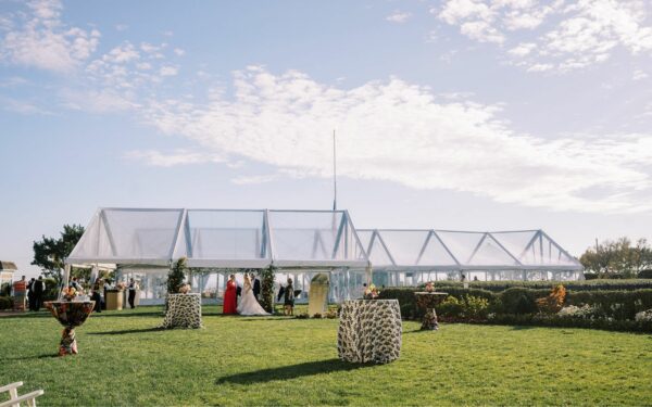 clear top frame tent with gable ends