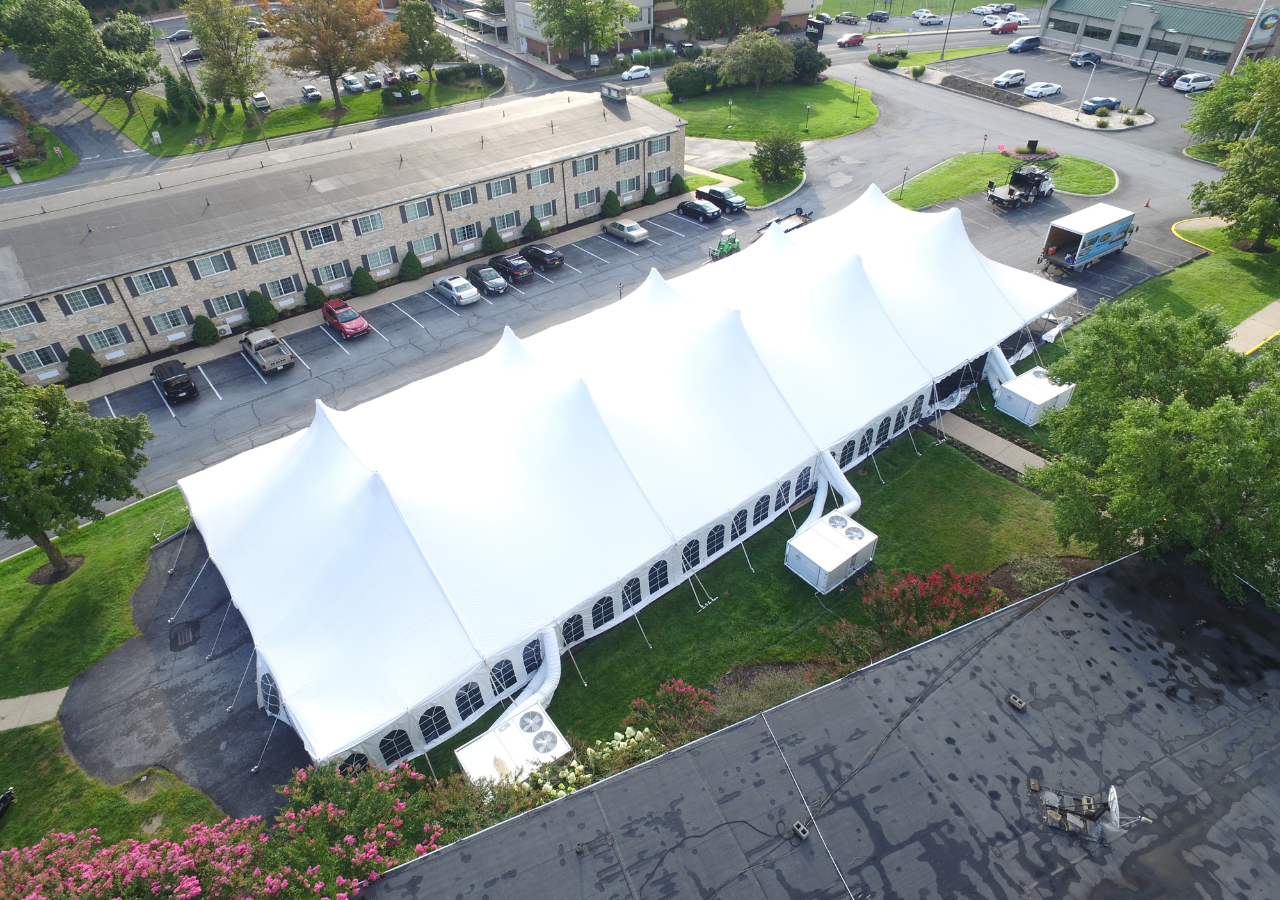 Large pole tent with air conditioning