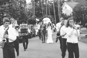 Recessional with the band on the street