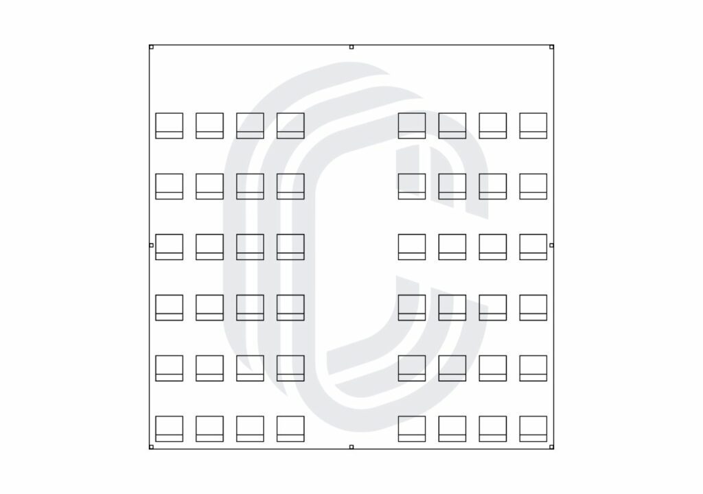 20' by 20' Pole Tent Layout for a 48 Guest Ceremony