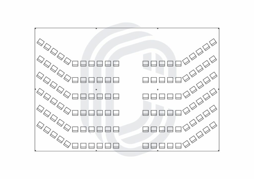 30' by 45' pole tent layout for a 125 guest ceremony