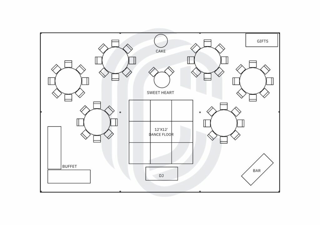 30' by 45' Pole Tent for a 50 Guest Wedding