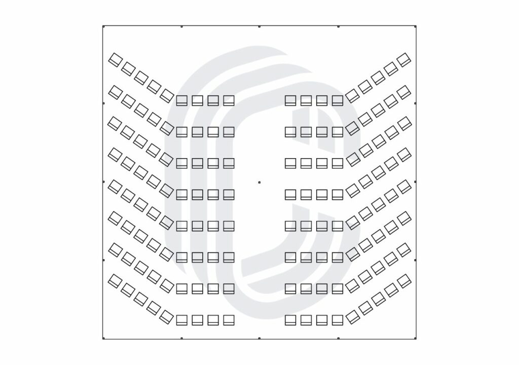 40' by 40' Pole Tent Layout for a 144 Guest Wedding Ceremony