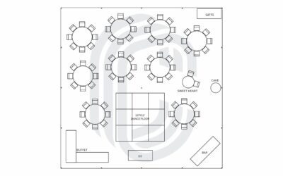 40′ by 40′ Pole Tent Layout for a 75 Guest Wedding