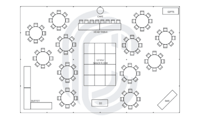 40′ by 60′ Pole Tent for 104 Guests