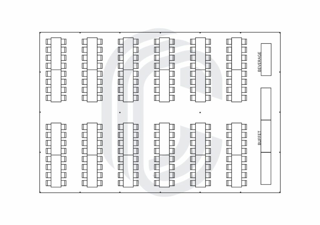 40' by 60' Pole Tent Layout for 192 Guests