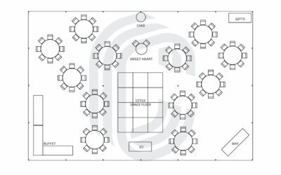 40′ by 60′ Tent Layout for a 100 Guest Wedding