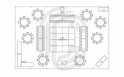 40′ by 60′ Tent Layout for a 112 Guest Wedding