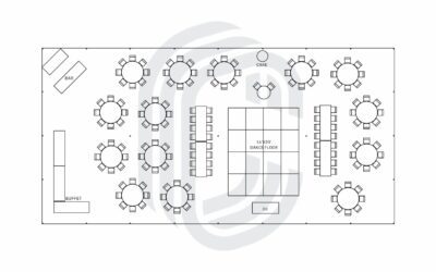 40′ by 80′ Tent Layout for a 146 Guest Wedding