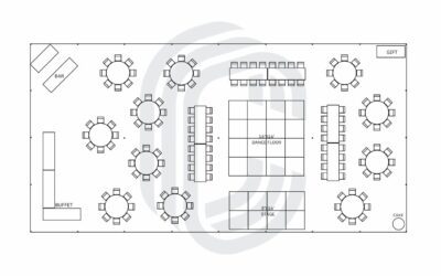 40′ by 80′ Tent Layout for a 136 Guest Wedding