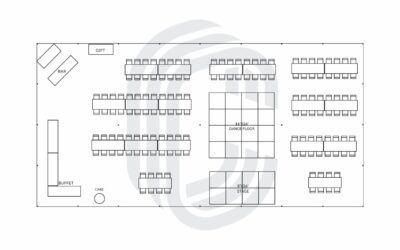 40′ by 80′ Tent Layout for a 144 Guest Wedding