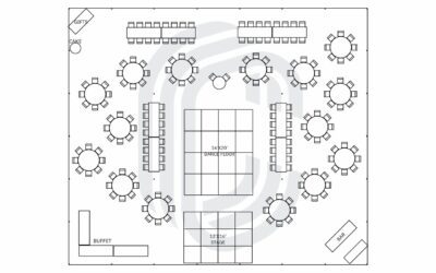 60′ by 70′ Pole Tent for 186 Guests