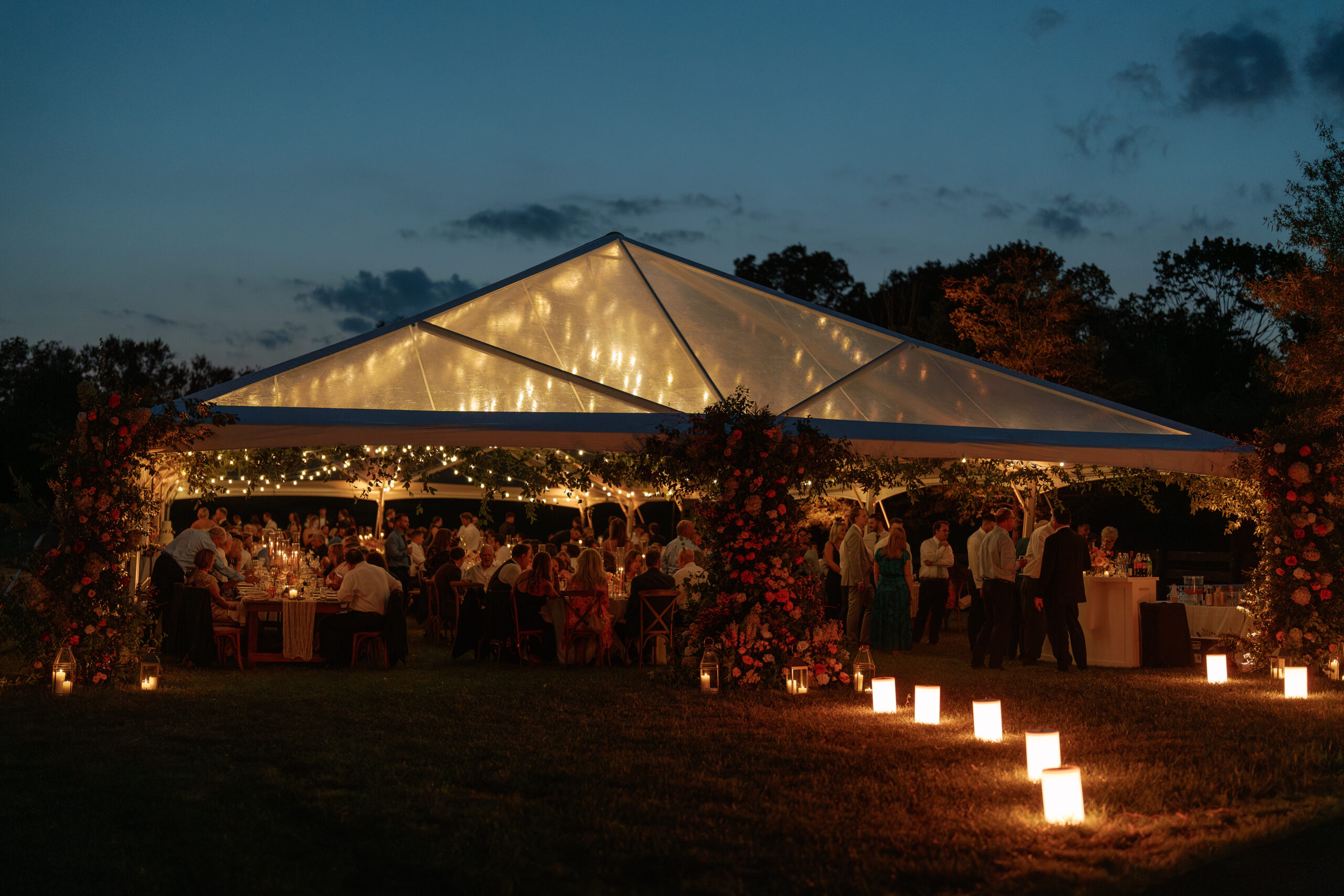 40x80 clear top frame tent with hip ends