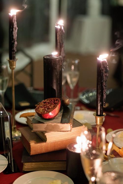 black candle center pieces