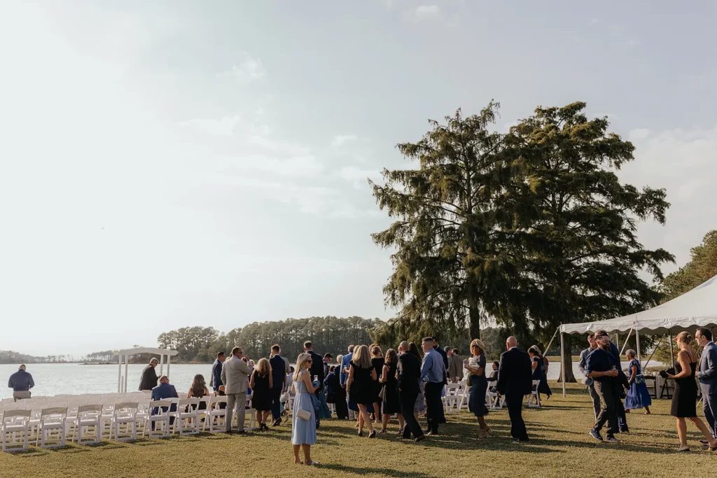 wedding tent set up overlooking water on eastern shore maryland