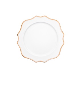 Isla scalloped plate, white with gold edge