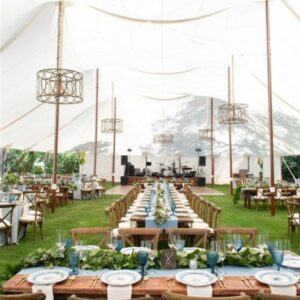 Interior View of 66' Wide Sailcloth Tent for a Wedding